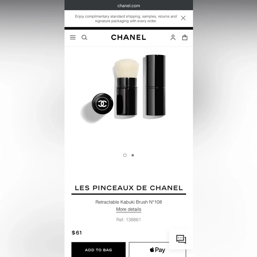 CHANEL Makeup Kabuki Brush w/Card Mirror and a Bonus Travel Bag - Picture 5 of 5